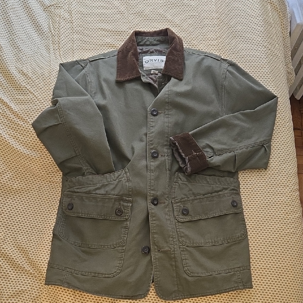 Orvis Military Field Jacket Green Brown Cotton